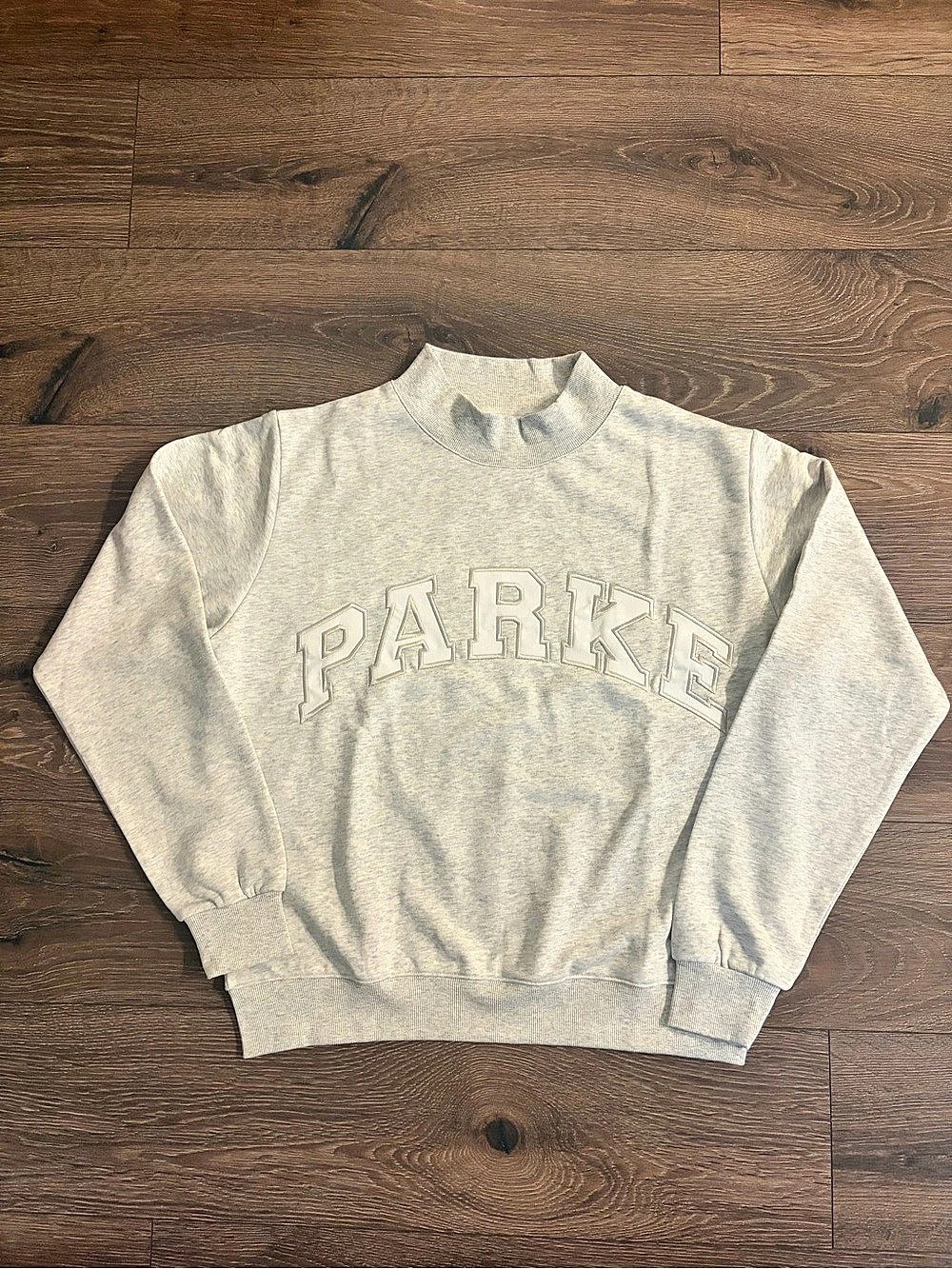 PARKE Varsity Mockneck Gray Crewneck Sweatshirt